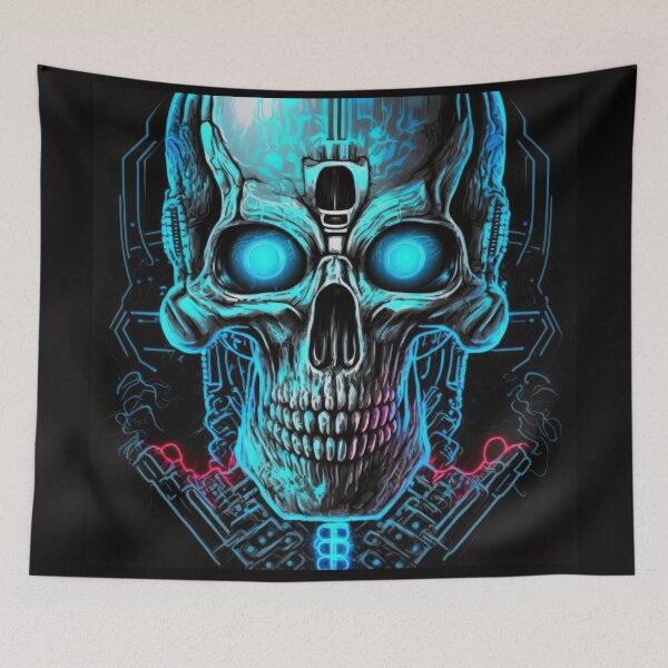 Item preview, Blue Glowing Terminator Inspired Cyborg Skull designed and sold by ArtificialEye.