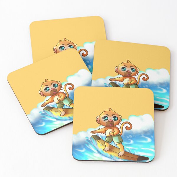 Item preview, monkey surfing in the sea reaching the big wave of the season, cartoon style, colorful,  designed and sold by kitsuneins.