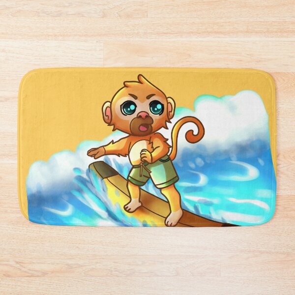 Item preview, monkey surfing in the sea reaching the big wave of the season, cartoon style, colorful,  designed and sold by kitsuneins.