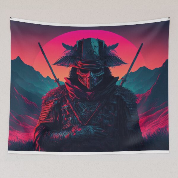Item preview, Evil Wandering Synthwave Samurai, Retro Glitch Art designed and sold by ArtificialEye.
