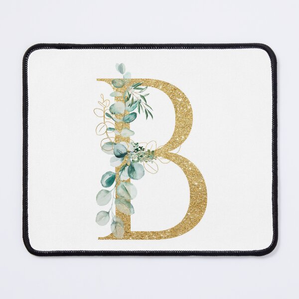 Item preview, Faux Gold Color Monogram Letter B with Eucalyptus Leaves designed and sold by silviaol.