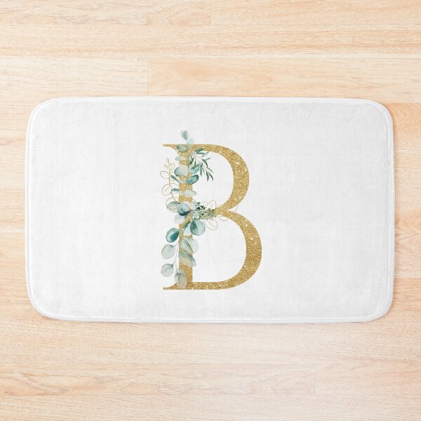 Item preview, Faux Gold Color Monogram Letter B with Eucalyptus Leaves designed and sold by silviaol.