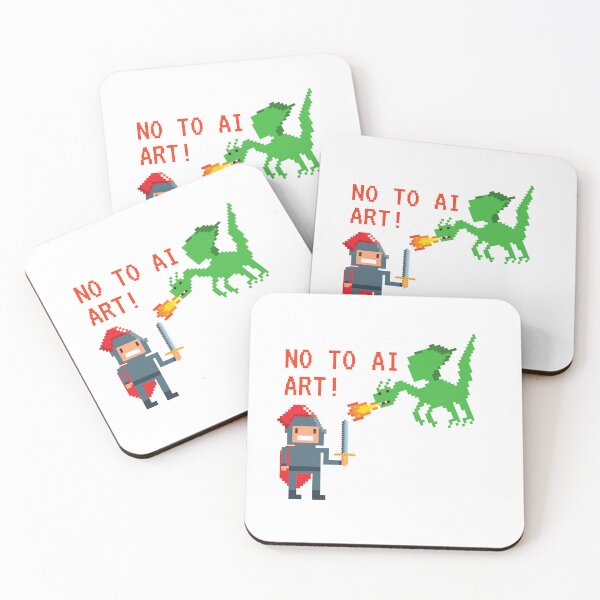 Item preview, No To AI Art 8 Bit Dragon Knight designed and sold by GSquaredDesigns.