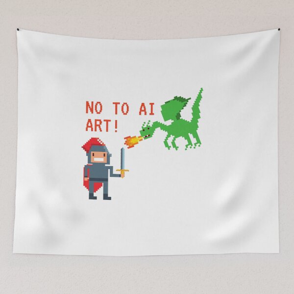 Item preview, No To AI Art 8 Bit Dragon Knight designed and sold by GSquaredDesigns.