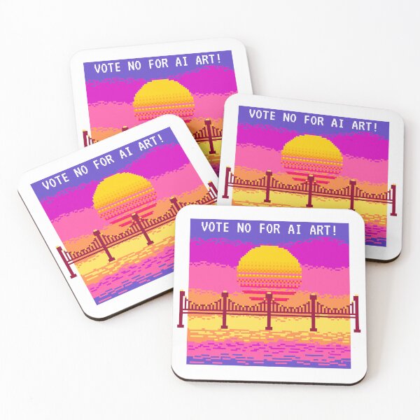 Item preview, No To AI Art 8 Bit Vaporwave Vote designed and sold by GSquaredDesigns.