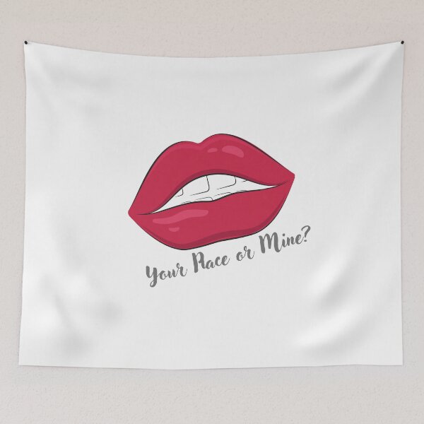 Item preview, Seductive Your Place Or Mine Red Lips Script designed and sold by GSquaredDesigns.