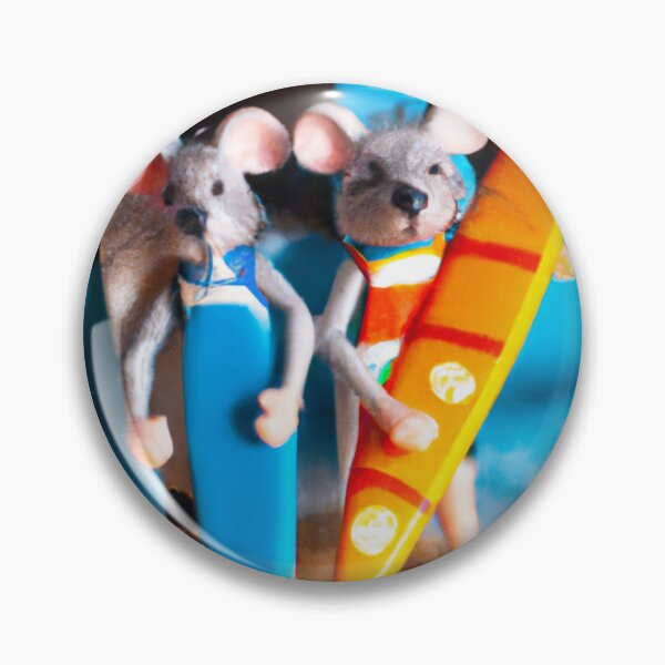 Item preview, a macro 35mm photograph of two mice in Hawaii, they're each wearing tiny swimsuits and are carrying tiny surf boards, digital art designed and sold by Burnout (⌣_⌣).