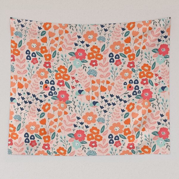 Item preview, Ditsy Florals, Pink, Orange, Blue and Teal designed and sold by christinapister.