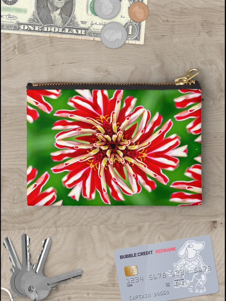 Thumbnail 3 of 4, Zipper Pouch, Unique Red Flower Pattern designed and sold by Patternflower.