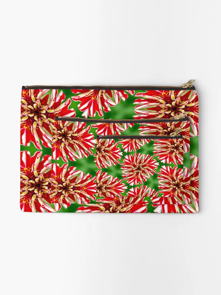 Thumbnail 2 of 4, Zipper Pouch, Unique Red Flower Pattern designed and sold by Patternflower.