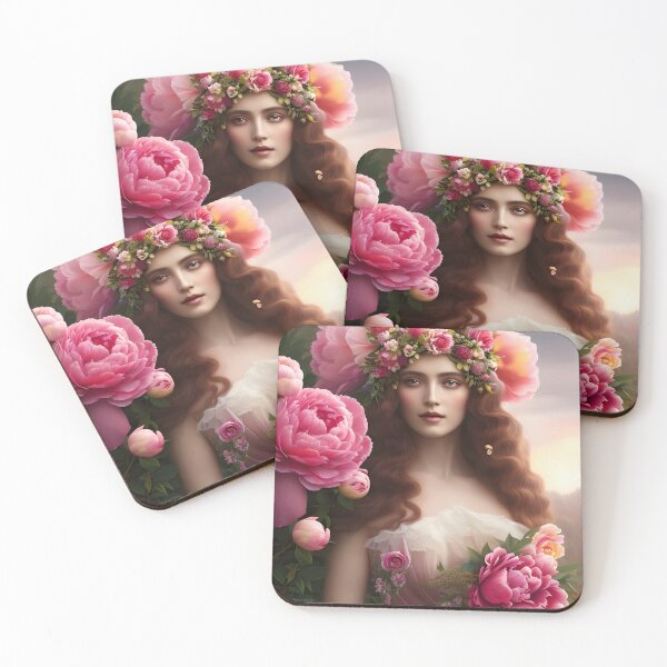 Item preview, The Goddess of the Spring with Giant Pink Peonies - II designed and sold by DreamyEscapism.