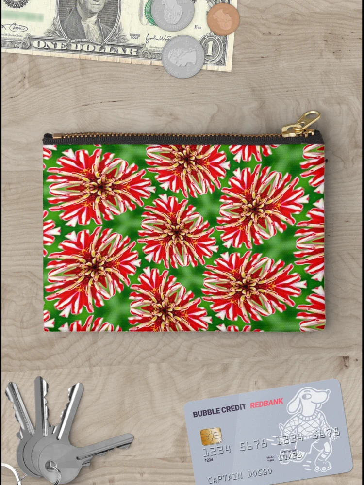 Thumbnail 3 of 4, Zipper Pouch, Unique Red Flower Pattern designed and sold by Patternflower.