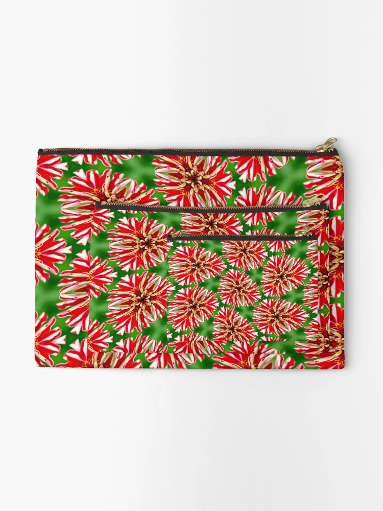 Thumbnail 2 of 4, Zipper Pouch, Unique Red Flower Pattern designed and sold by Patternflower.
