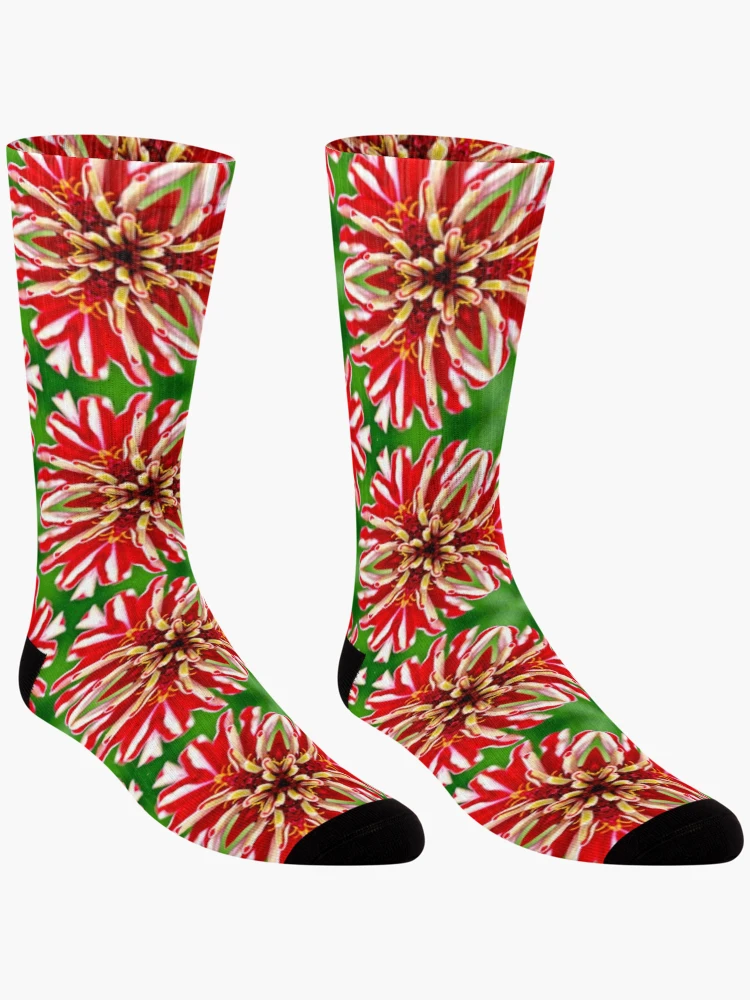 Thumbnail 3 of 5, Socks, Unique Red Flower Pattern designed and sold by Patternflower.
