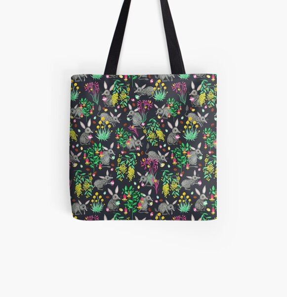 Australian Easter Bilby Egg Hunt - Grey All Over Print Tote Bag
