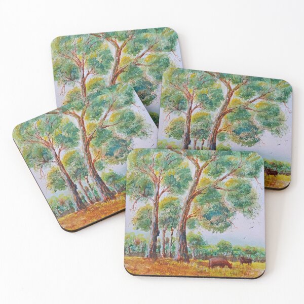 Item preview, Gumtrees and Cows - Watercolour designed and sold by Paul Gilbert.