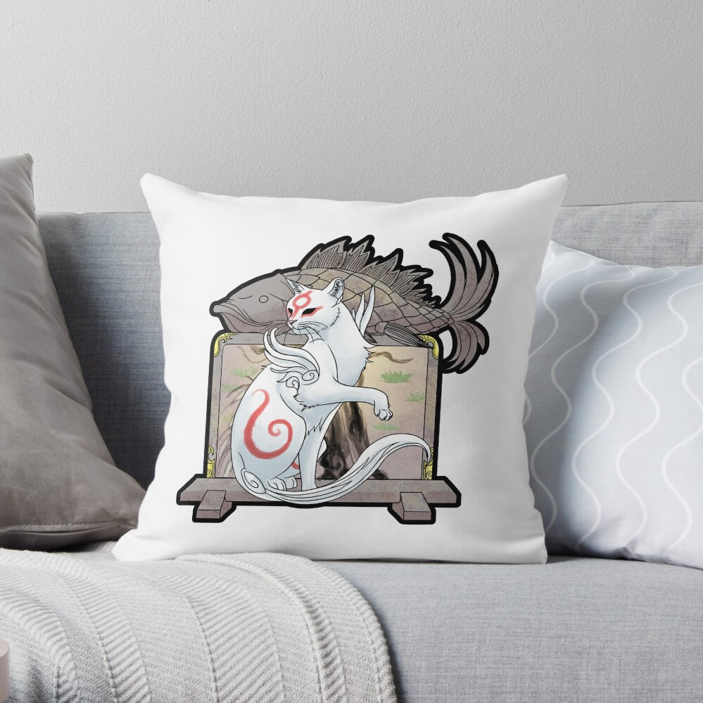 Kabegami Okami Throw Pillow By Susmishious Redbubble