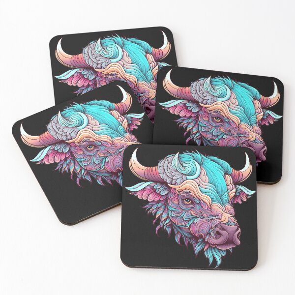 Item preview, Bull Buffalo Cow Head Design Vivid Colours designed and sold by CarpeDiem96.