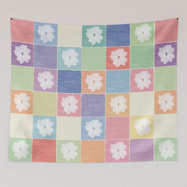 Item preview, DP282-2 Pastel Checkerboard With Flowers designed and sold by DuckyRubin.