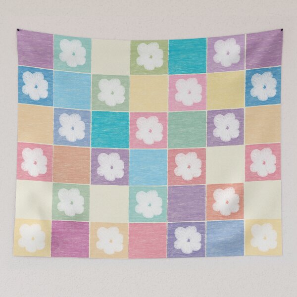 Item preview, DP282-3 Pastel Checkered Pattern With Flowers designed and sold by DuckyRubin.