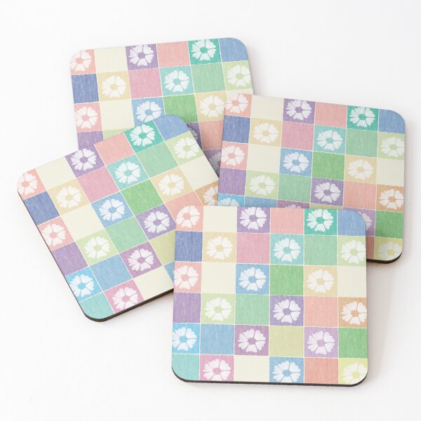 Item preview, DP282-4 Floral Pastel Checkerboard designed and sold by DuckyRubin.