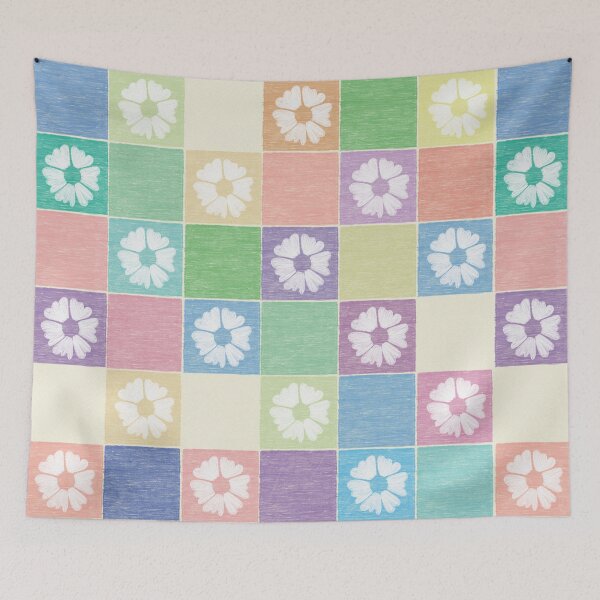 Item preview, DP282-4 Floral Pastel Checkerboard designed and sold by DuckyRubin.