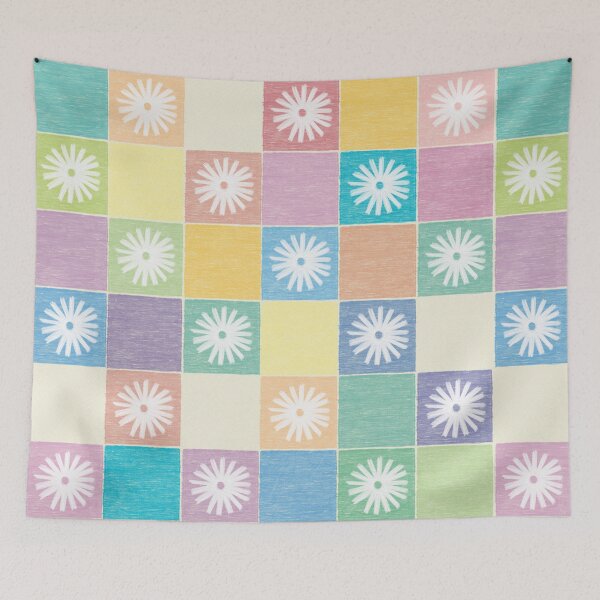 Item preview, DP282-5 Pastel Checkered Pattern With Flowers designed and sold by DuckyRubin.