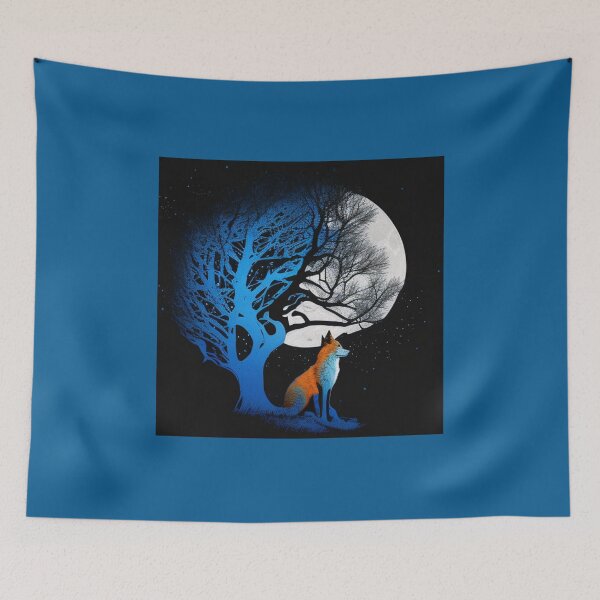 Item preview, Fox under Tree in the Night Moon designed and sold by Earth Nature Creations.