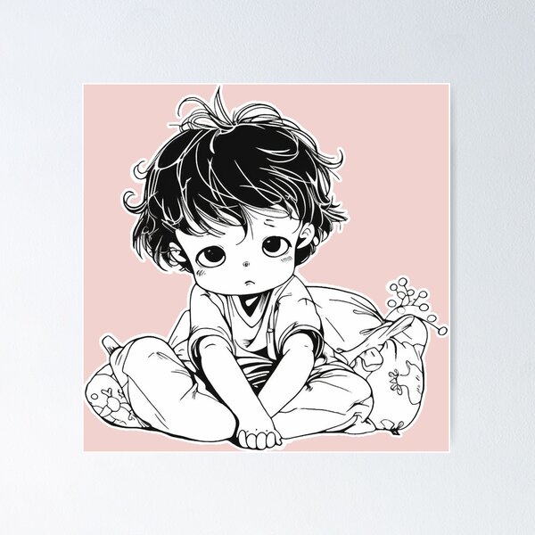 Item preview, Boceto de dibujo lineal: Weary Wake-up of Lazy Junior designed and sold by SML(Smiling Cool) PinkBubble.