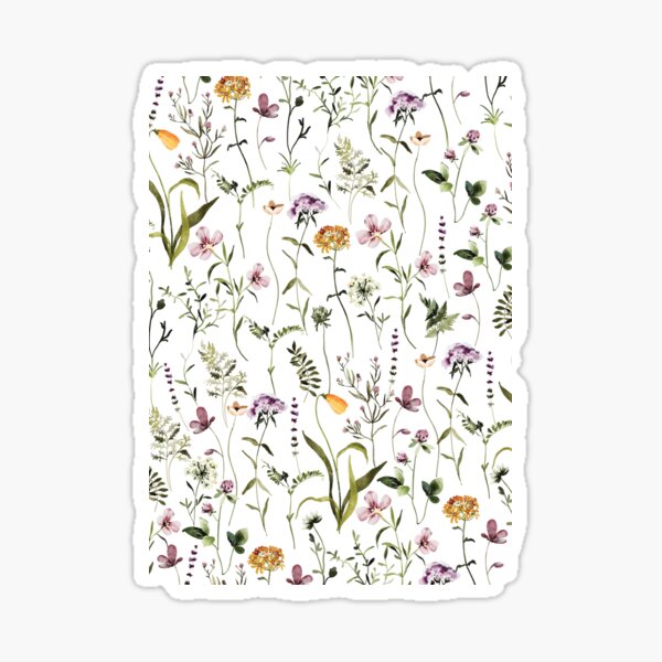 Item preview, Wildflower Garden Pattern on White designed and sold by Nature Hues.