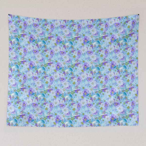 Item preview, Watercolour Bush Wildflower Garden - Romantic Blue designed and sold by Sketchbook Designs.