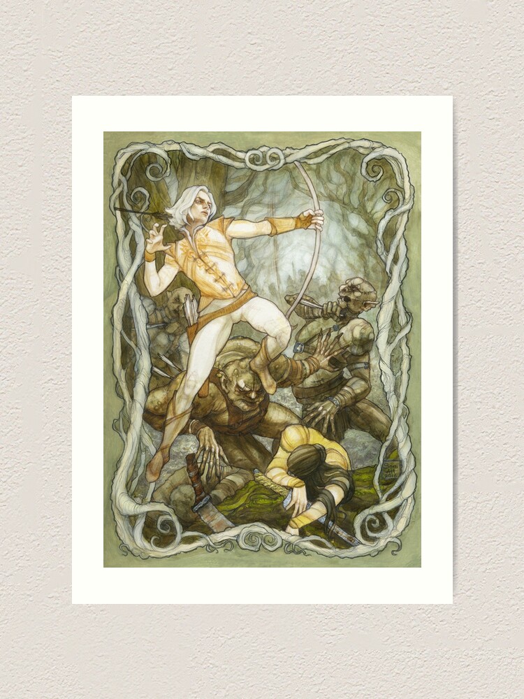Alternate view of Elves & Orcs, the Battle Under the Trees Art Print