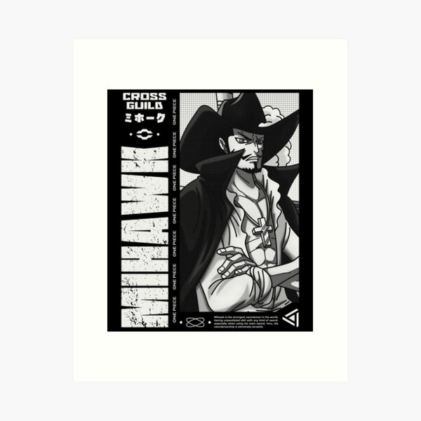 Dracule Mihawk - One Piece v.3 white version Art Print for Sale