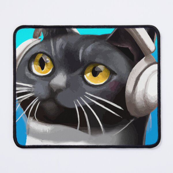 Item preview, Cool Black Cat With Headphones designed and sold by ArtisticAllure1.