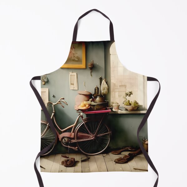 Item preview, Vintage Dutch Still Life Wall Art Poster: Bicycle and Fruit Basket Matte Drawing Print designed and sold by MerakiAndArt.