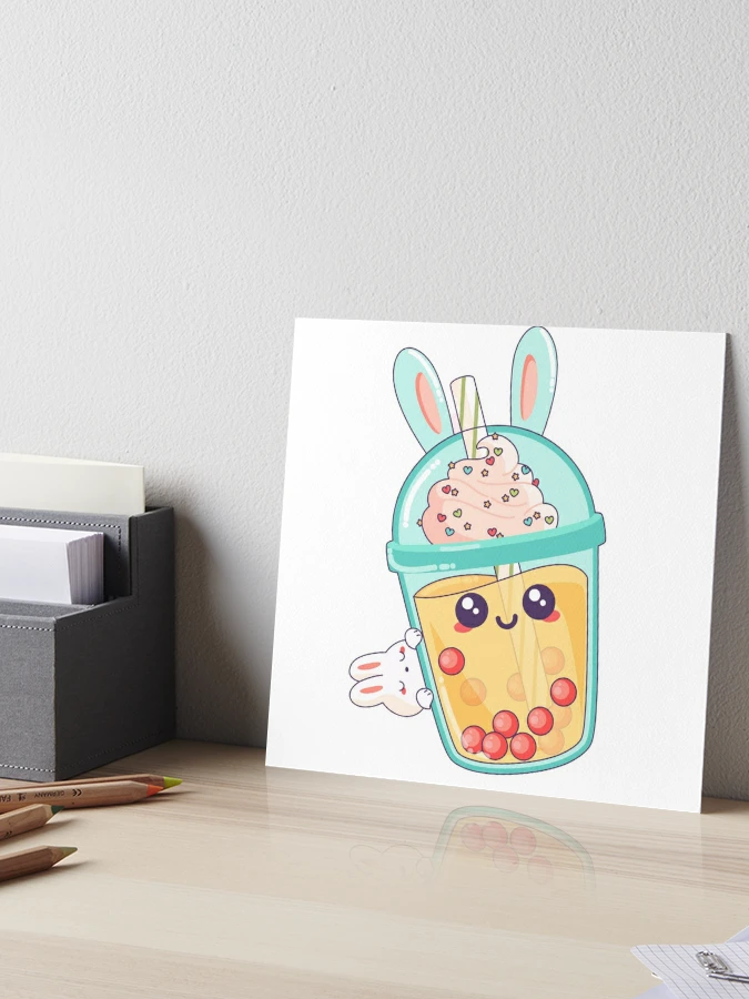 Boba milk tea with glasses Art Board Print for Sale by c4k5llc