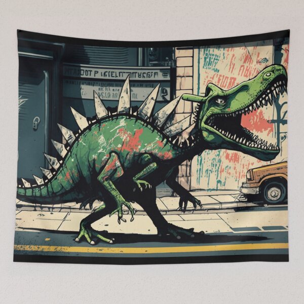 Item preview, Dinosaur t-rex walking on street designed and sold by NxtGenArt.