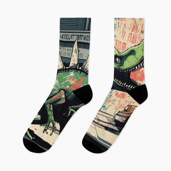 Item preview, Dinosaur t-rex walking on street designed and sold by NxtGenArt.