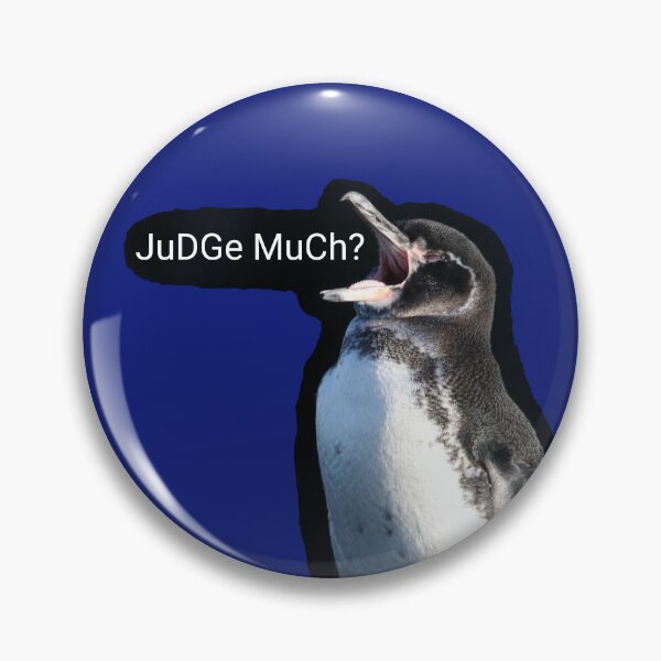Item preview, Galapagos Penguin questions your judgements ( Blue #0F1D7B background) designed and sold by SBPenguins.