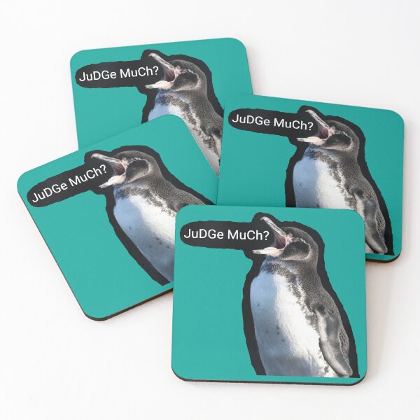 Item preview, Galapagos Penguin questions your judgements (Teal #03A096 background) designed and sold by SBPenguins.