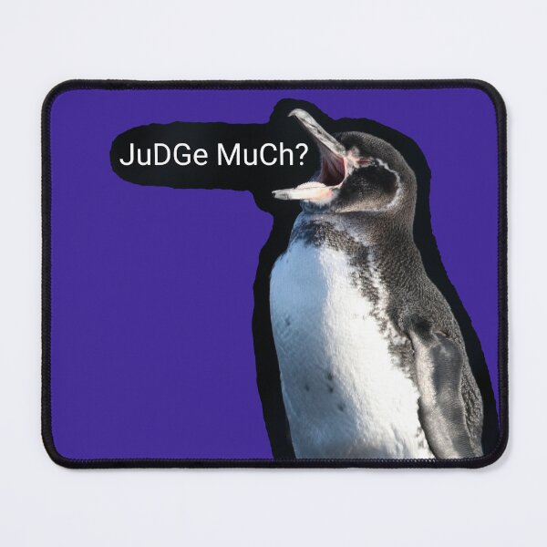 Item preview, Galapagos Penguin questions your judgements (Dark Purple #3A2096 background) designed and sold by SBPenguins.