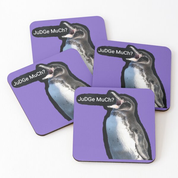 Item preview, Galapagos Penguin questions your judgements (Light Purple #795FC1 background) designed and sold by SBPenguins.
