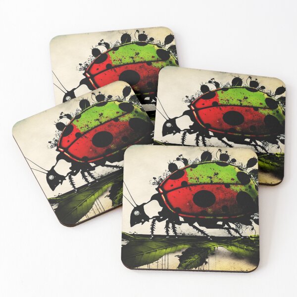 Item preview, Ladybug walking, green and red designed and sold by NxtGenArt.