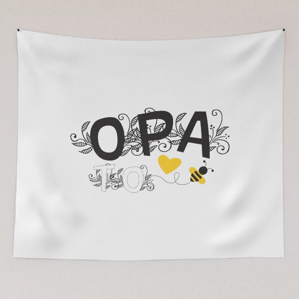 Item preview, Opa To Be | Cool Baby Announcement Black And White Floral Typography With Yellow Bee And Heart designed and sold by Zazizu.