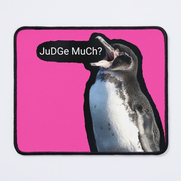 Item preview, Galapagos Penguin questions your judgements (Fuchsia #FC46AA background) designed and sold by SBPenguins.