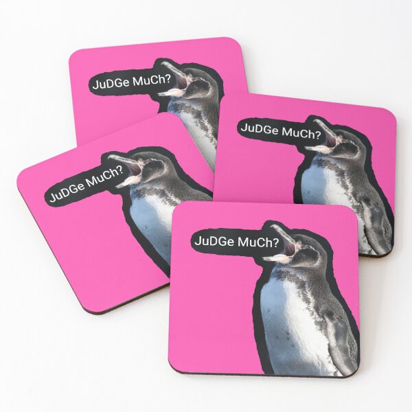 Item preview, Galapagos Penguin questions your judgements (Fuchsia #FC46AA background) designed and sold by SBPenguins.