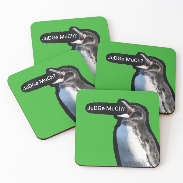 Item preview, Galapagos Penguin questions your judgements (Bright Green #35B02C background) designed and sold by SBPenguins.