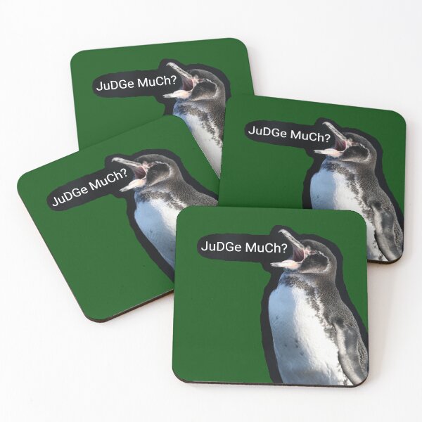 Item preview, Galapagos Penguin questions your judgements (Dark Green #014606 background) designed and sold by SBPenguins.