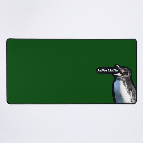 Item preview, Galapagos Penguin questions your judgements (Dark Green #014606 background) designed and sold by SBPenguins.
