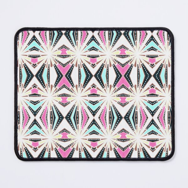 Item preview, White Crystals on Geometric Pattern - Pink White Turquoise and Black Background designed and sold by ckylin.